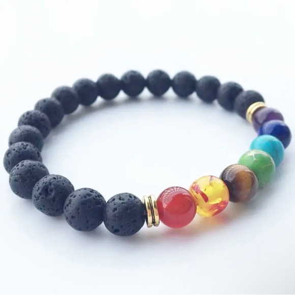 Volcanic Rock Bead Chakra Healing Bracelet - Picture 2 of 5